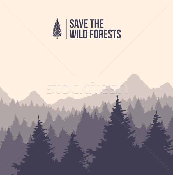 Save the wild forests, tree landscape illustration Stock photo © cienpies