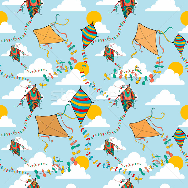 Flying kites seamless pattern Stock photo © cienpies