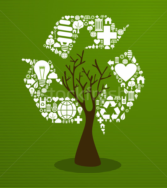 Stockfoto: Groene · recycleren · boom · symbool · milieuvriendelijk · opslaan