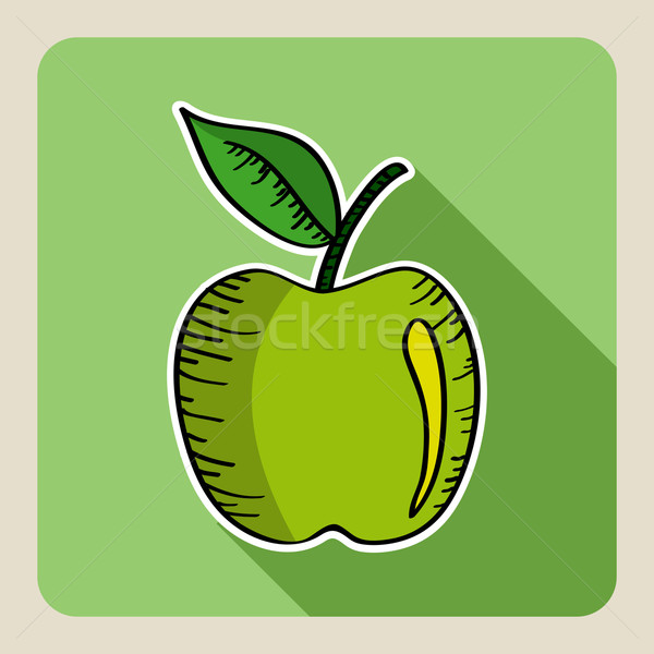 Schets stijl groene appel vruchten Stockfoto © cienpies
