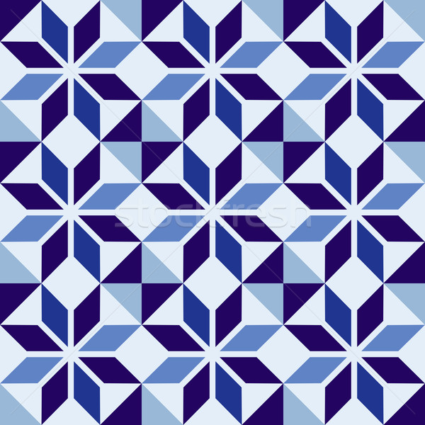 Traditional Portuguese blue mosaic tile pattern Stock photo © cienpies