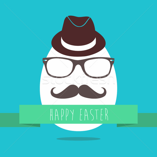 Hipster Easter egg fun greeting card design Stock photo © cienpies