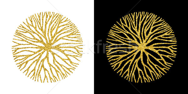 黃金 閃光 樹枝 圓 符號 抽象 商業照片 © cienpies
