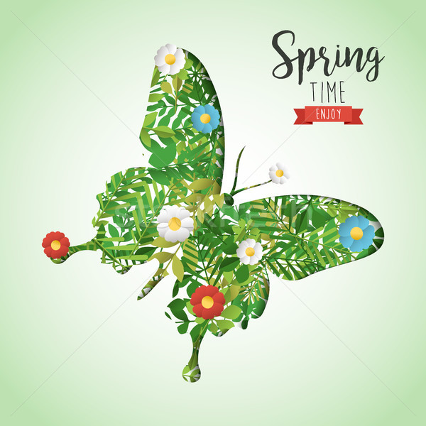Spring time butterfly paper cutout greeting card Stock photo © cienpies