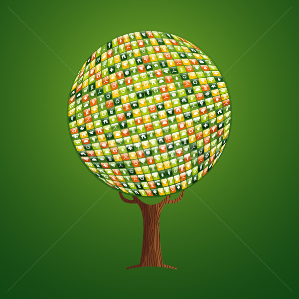 веб приложение икона дерево среде помочь Сток-фото © cienpies