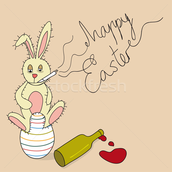 Humor kellemes húsvétot nyuszi ádáz húsvéti nyuszi ül Stock fotó © cienpies