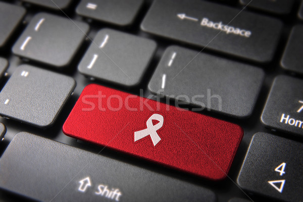 Red HIV ribbon keyboard key, Health background Stock photo © cienpies