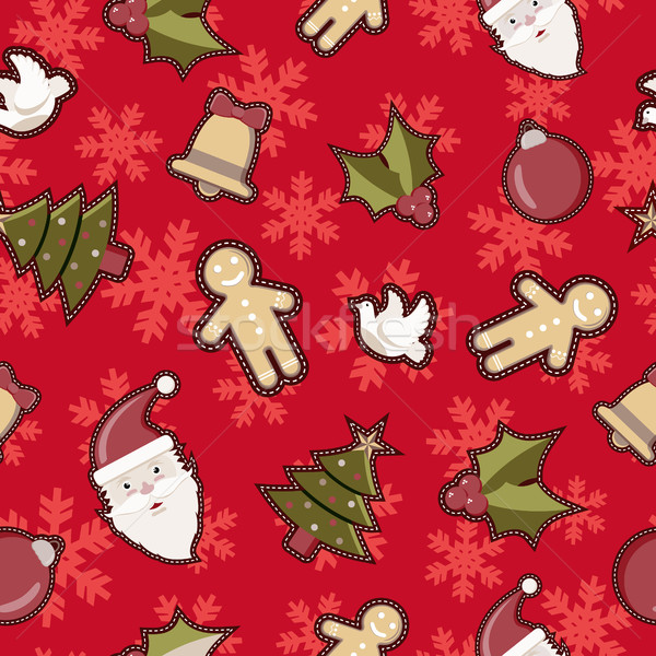 Christmas elements patch icon pattern background Stock photo © cienpies