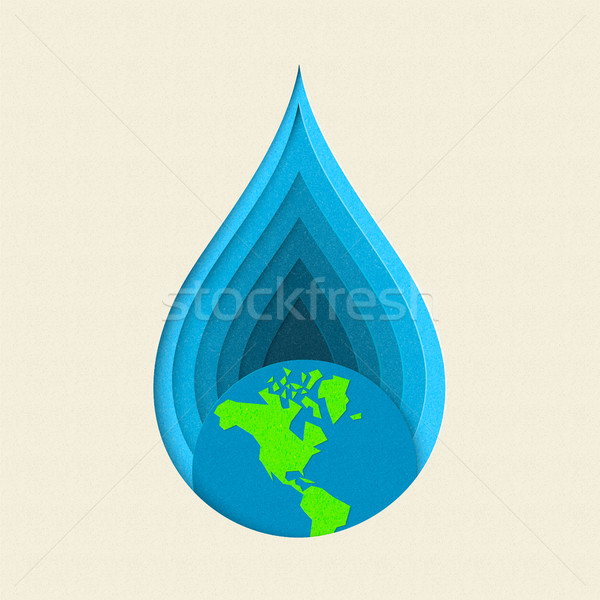 Earth day paper cut water drop concept art Stock photo © cienpies