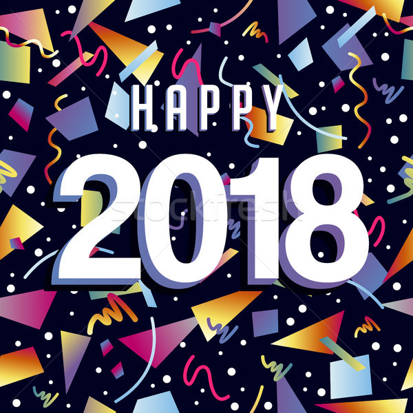 Happy New Year 2018 confetti party background Stock photo © cienpies
