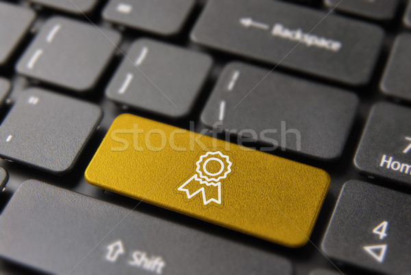 Best business award on computer keyboard button Stock photo © cienpies
