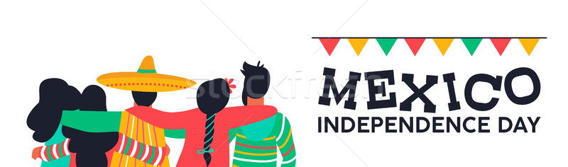 Mexico independence day banner of friends at party Stock photo © cienpies