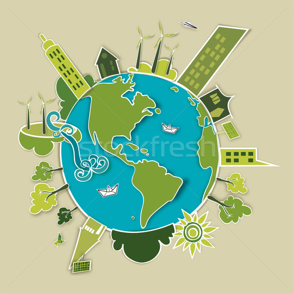 Verde tierra mundo industria sostenible desarrollo Foto stock © cienpies
