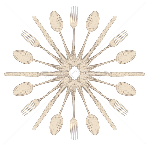 Hand drawn cutlery design set Stock photo © cienpies