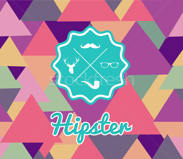 Trendy retro Hipsters label icons seamless pattern. Stock photo © cienpies
