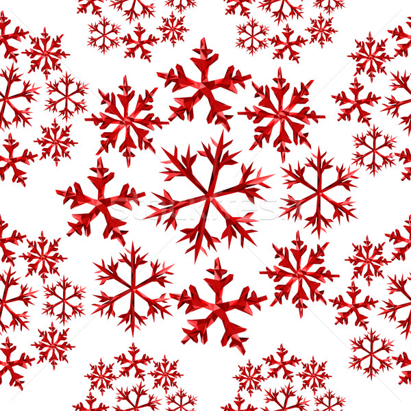 Winter snowflake red low poly seamless pattern Stock photo © cienpies