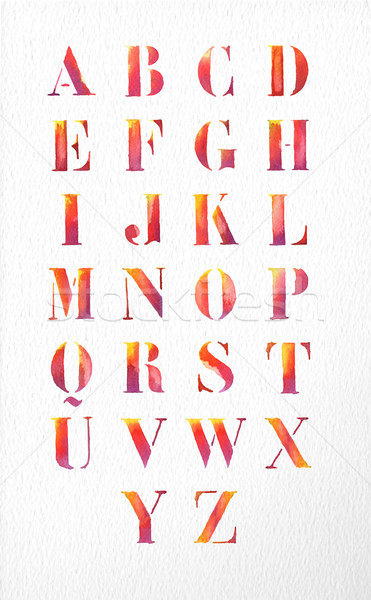 Watercolor alphabet font set illustration Stock photo © cienpies