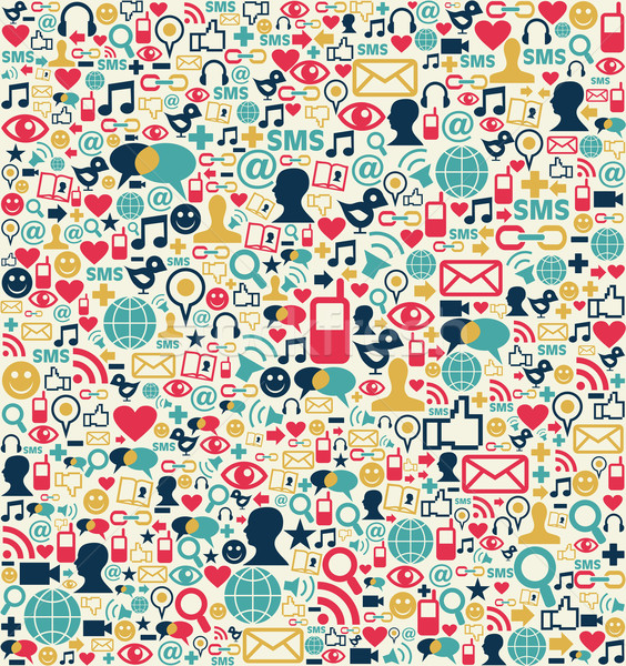 Medios de comunicación social red iconos patrón sin costura Foto stock © cienpies