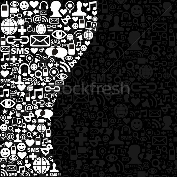 Közösségi média hálózat ikon feketefehér ikon szett hullám Stock fotó © cienpies