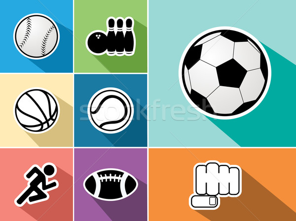 Deportes ilustración establecer diseno iconos Foto stock © cienpies
