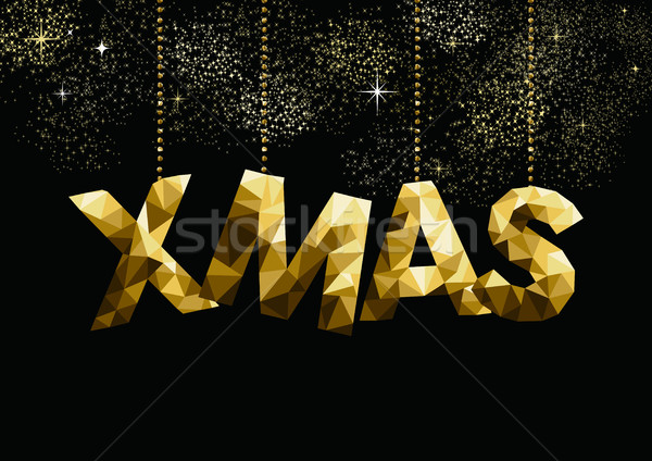 Gold Christmas greeting card design in low poly Stock photo © cienpies