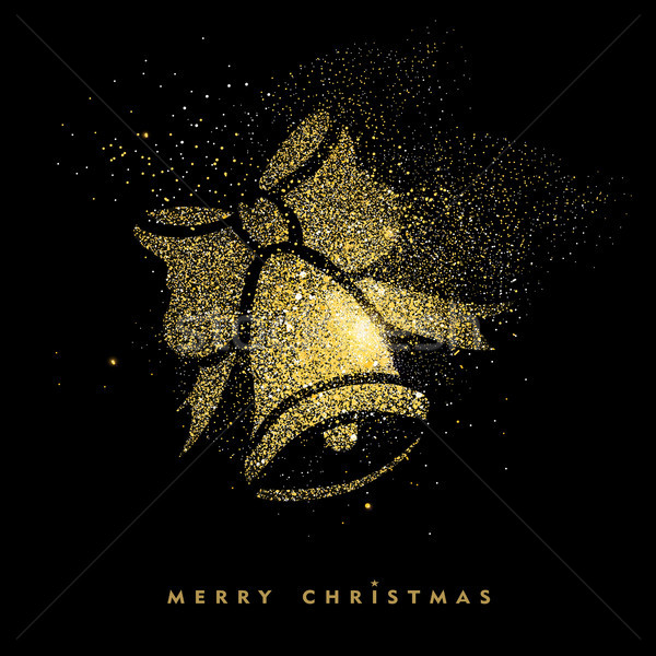 Christmas gold glitter holiday decoration card Stock photo © cienpies