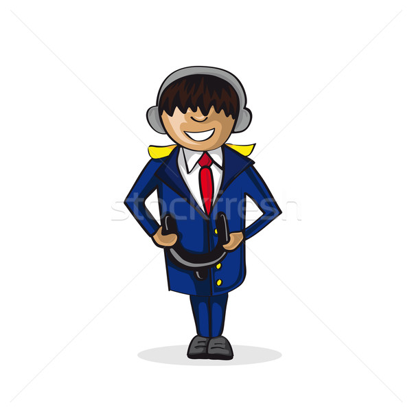 Profession jet pilot cartoon figure. Stock photo © cienpies