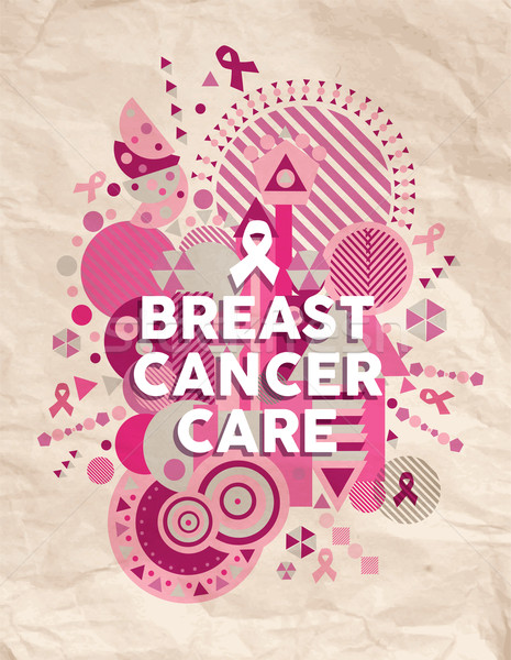 Cancer du sein soins police rose géométrique affiche [[stock_photo]] © cienpies