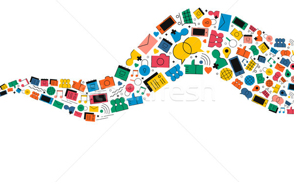 Médias sociaux internet icône forme illustration vague [[stock_photo]] © cienpies