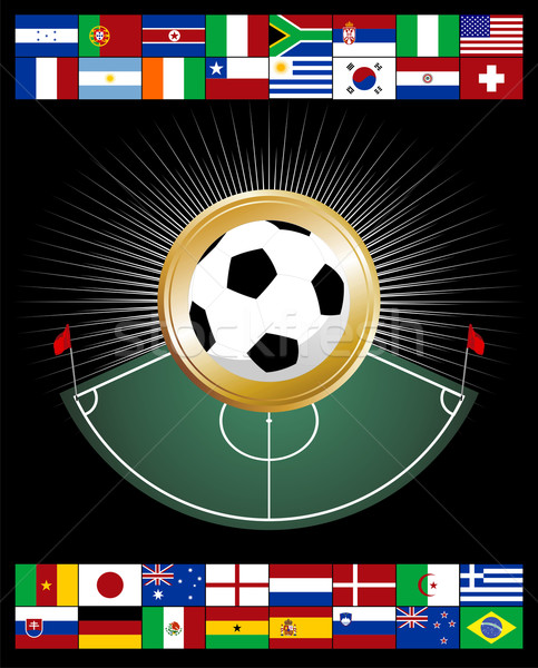 Campionato medaglia angolo soccer ball bandiera squadra Foto d'archivio © cienpies