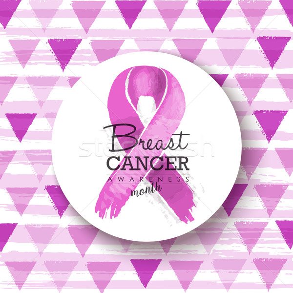 Breast cancer awareness pink ribbon badge art Stock photo © cienpies