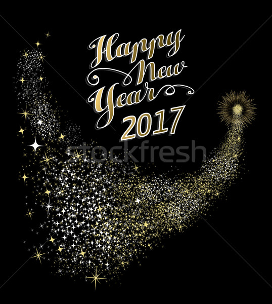 Happy New Year 2017 gold firework illustration Stock photo © cienpies