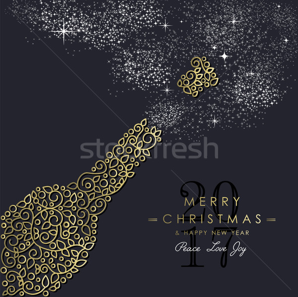Сток-фото: золото · Рождества · Новый · год · декоративный · бутылку · веселый