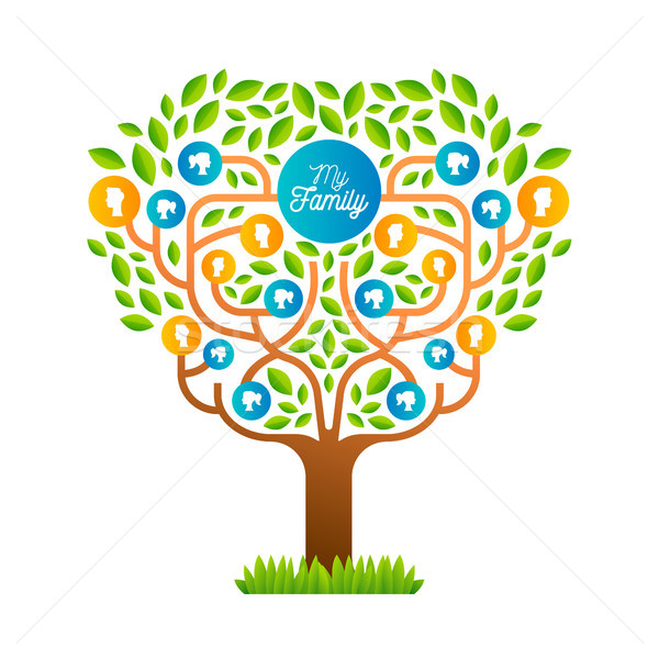 Big family tree template with people icons Stock photo © cienpies