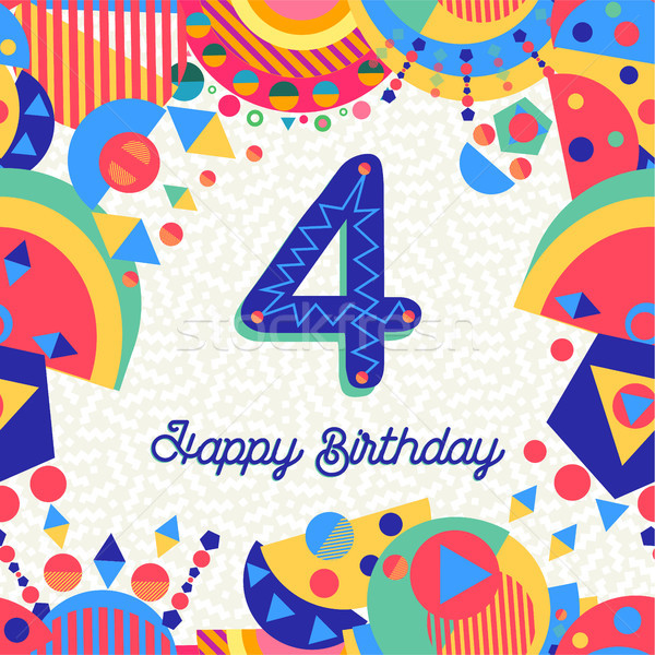 Four 4 year birthday party greeting card number Stock photo © cienpies