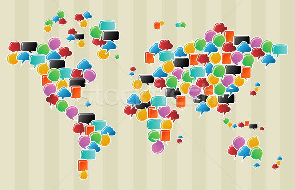 Bule glob hartă a lumii social Imagine de stoc © cienpies