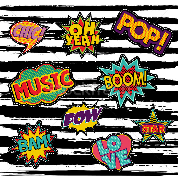 Set of retro pop art sticker or patch designs Stock photo © cienpies