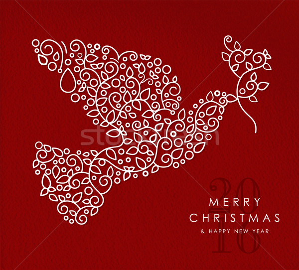 Merry christmas happy new year outline dove deco Stock photo © cienpies