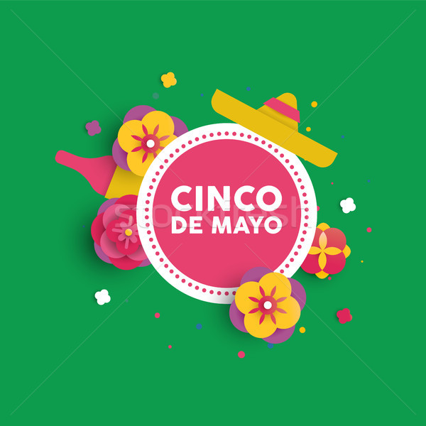 Cinco de mayo paper flower card for mexican party Stock photo © cienpies