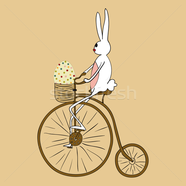 Vintage Easter bunny biking card Stock photo © cienpies