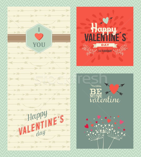 Happy Valentines day greeting cards Stock photo © cienpies