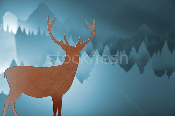 Stock foto: Heiter · Weihnachten · Neujahr · Papier · geschnitten · Hirsch