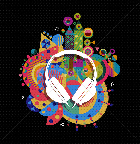 耳機 圖標 音樂 顏色 頭戴耳機 商業照片 © cienpies