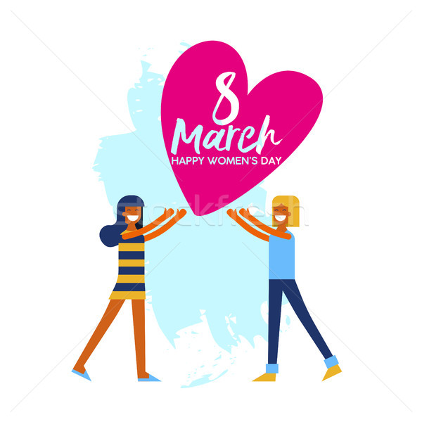 Happy Womens Day friendship love greeting card Stock photo © cienpies