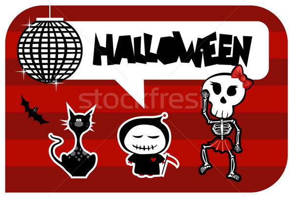 Funny halloween dancing monsters greeting card Stock photo © cienpies