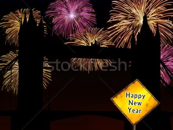 England Happy New Year fireworks Stock photo © cienpies
