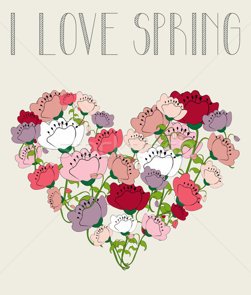Stok fotoğraf: Sevmek · bahar · çiçekleri · kalp · bahar · haşhaş · çiçekler