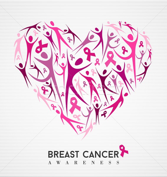Foto stock: Câncer · de · mama · consciência · mulheres · coração · campanha