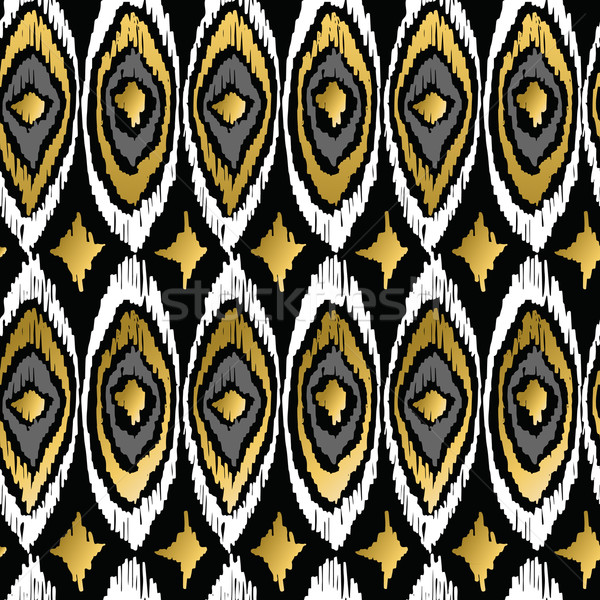 Gold peacock retro tribal boho pattern background Stock photo © cienpies