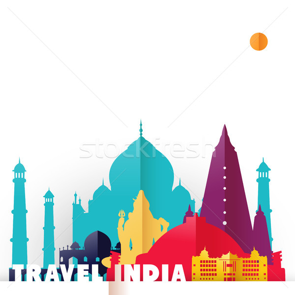 Travel India country paper cut world monuments Stock photo © cienpies